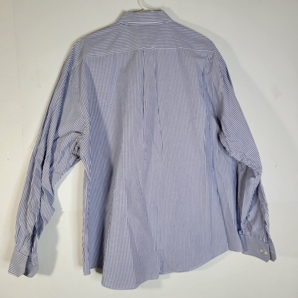 Izod Shirts Mens Izod Cotton Long Sleeve Blue Stripped Dress Shirt